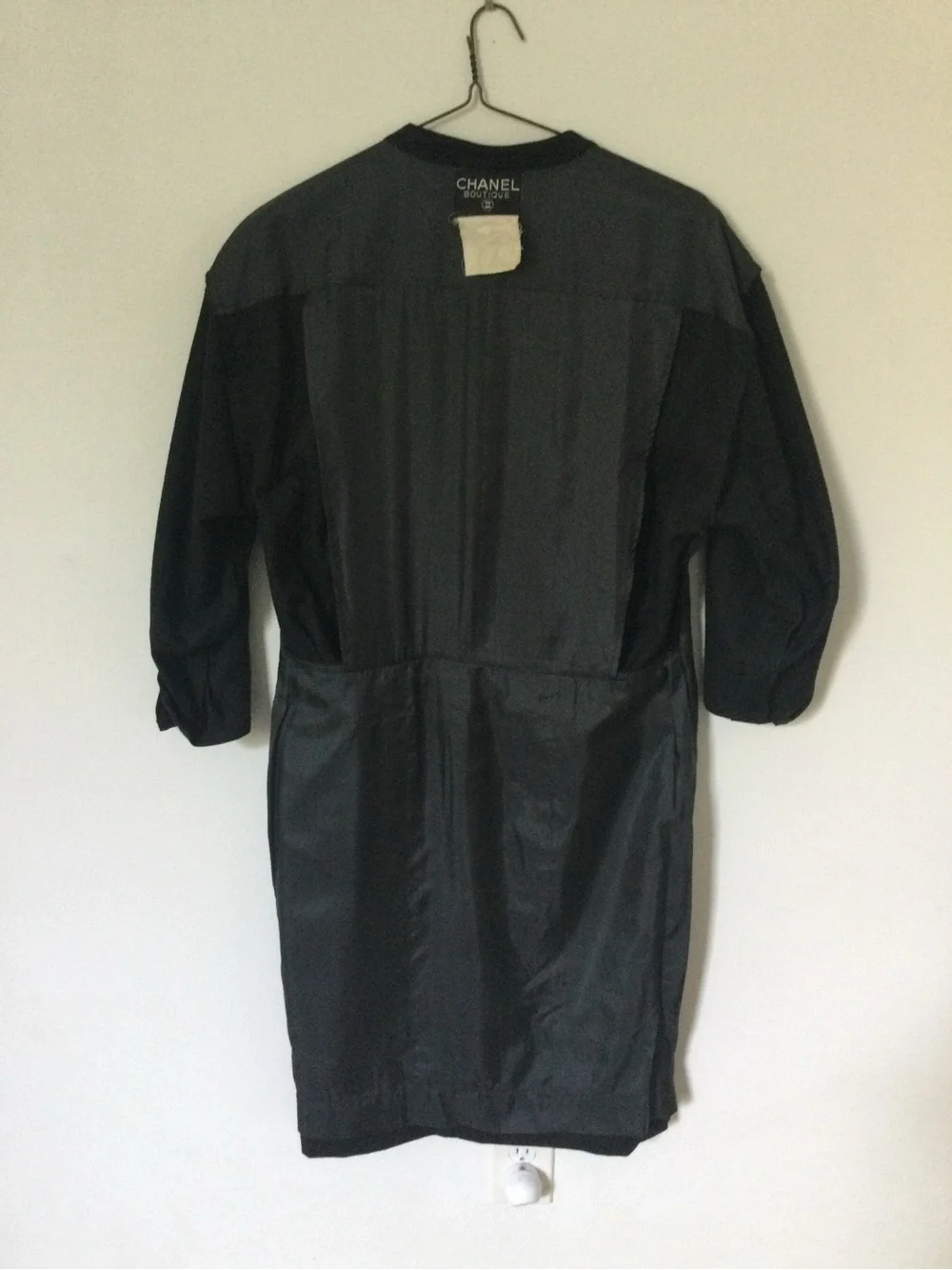 CHANEL Vintage Charcoal Gray Double-Breasted Dress with Gold Buttons